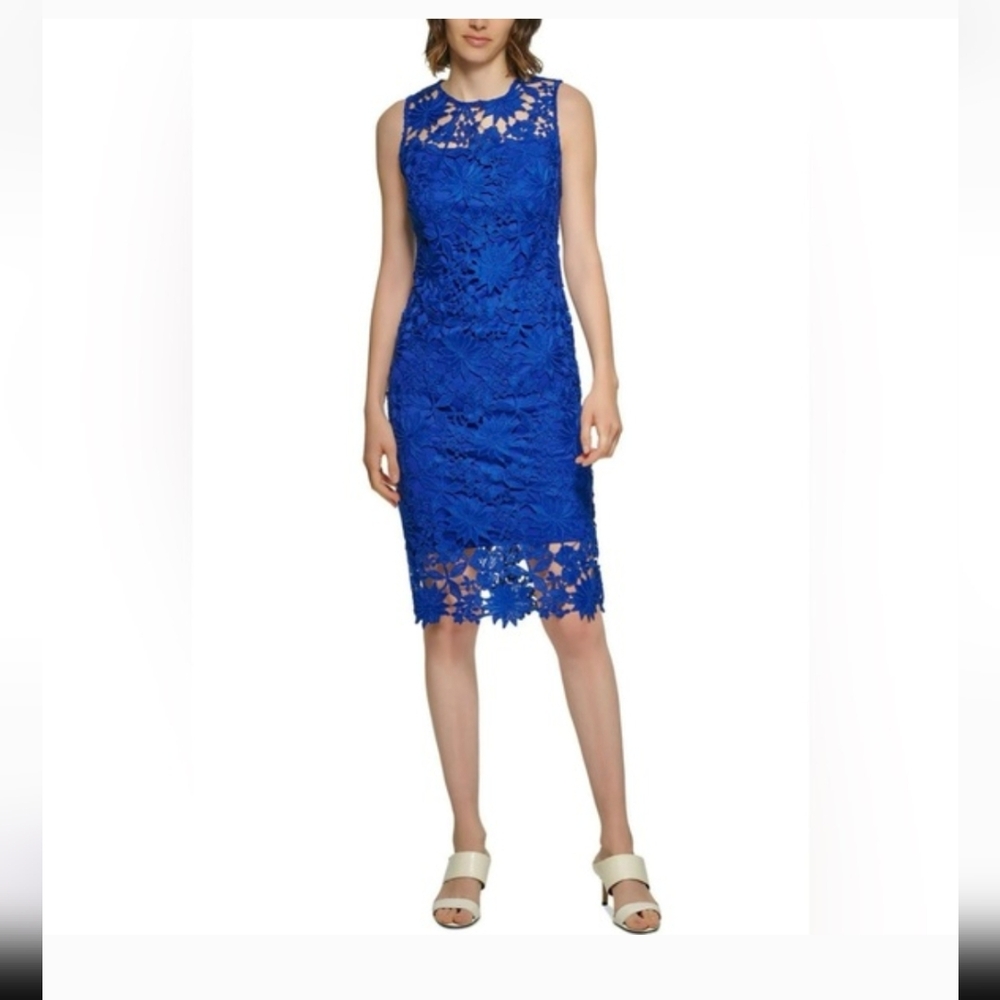 Calvin Klein Royal Blue Floral Lace Dress